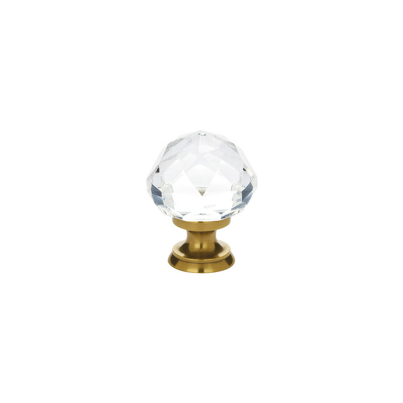 Crystal Round Knob, 1", French Antique