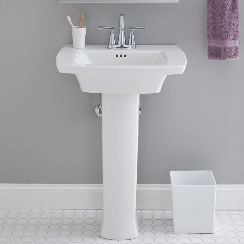American Standard Edgemere 19.5'' White Ceramic Rectangular Bathroom Sink with Overflow, 4" Centers