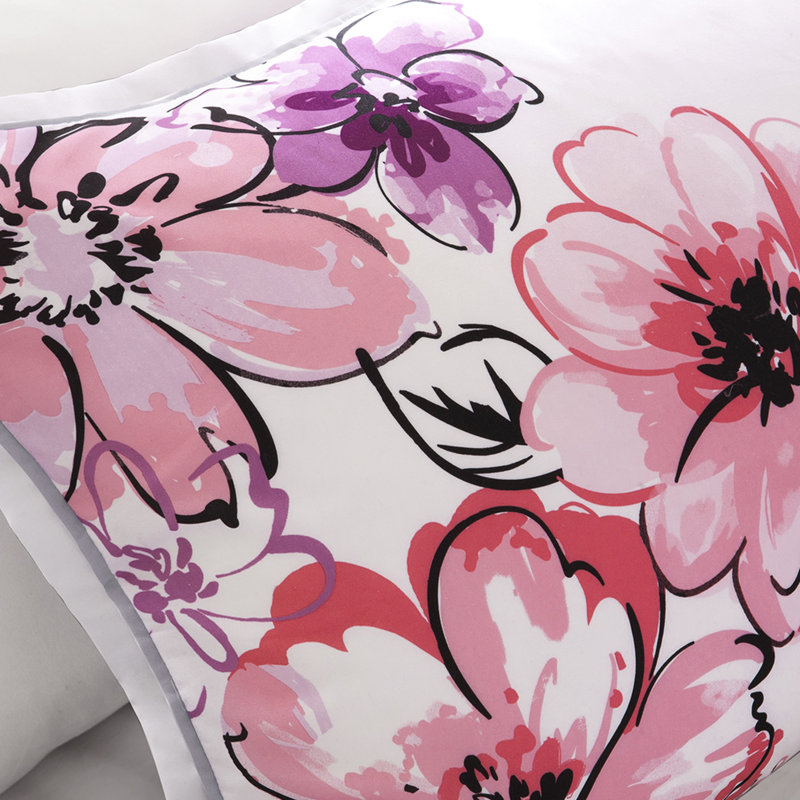 Édredon simple / simple TG avec imprimé floral, literie en microfibre douce et coussins décoratifs carrés