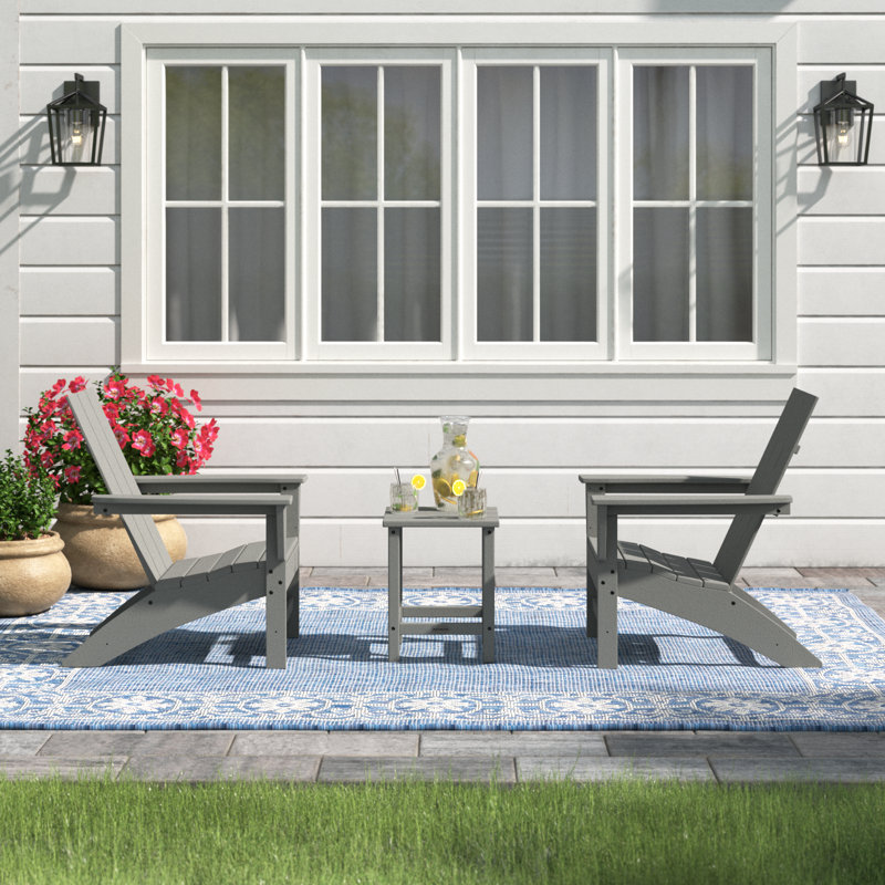 POLYWOOD x Sol 72 Jamarion 3-Piece Adirondack Set, Slate Gray