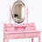 Vanity Desk Set With LED Light Mirror And Cushioned Stool For Bedroom-511025270