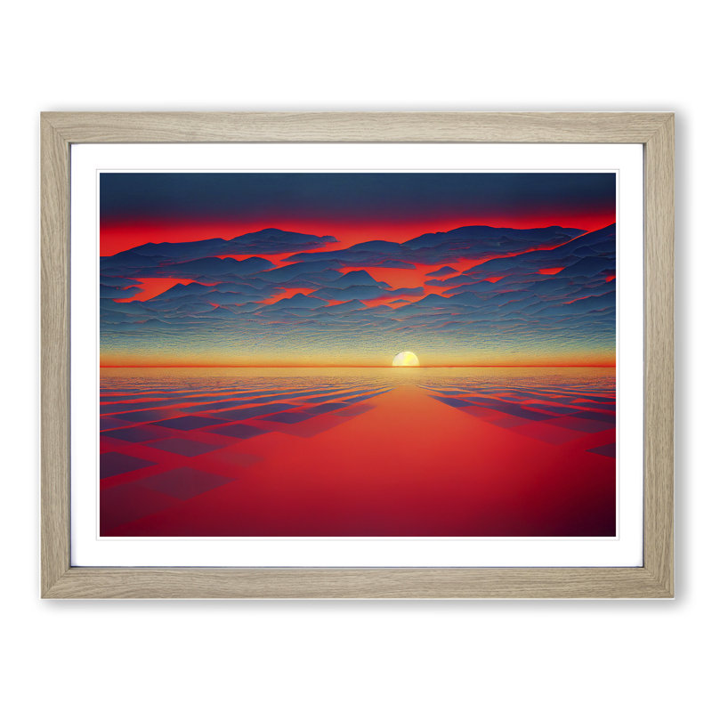Showstopping Sunset - Single Picture Frame Print, 46cm H x 64cm W x 2cm D, Oak