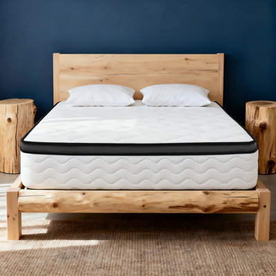 Matelas de 12 pouces dans une boîte avec mousse viscoélastique imprégnée de gel et ressorts ensachés individuellement, matelas hybride de taille moyenne pour chambre à coucher, chambre d'amis ou appartement, respirant, isolement de mouvement, certifié CertiPUR-US