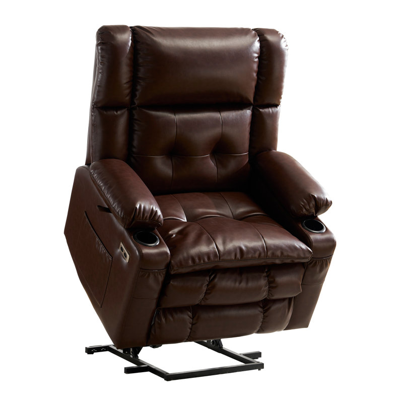 Fauteuil inclinable chauffant et massant à double moteur Grace avec rangement intégré dans les accoudoirs, brun, Brun