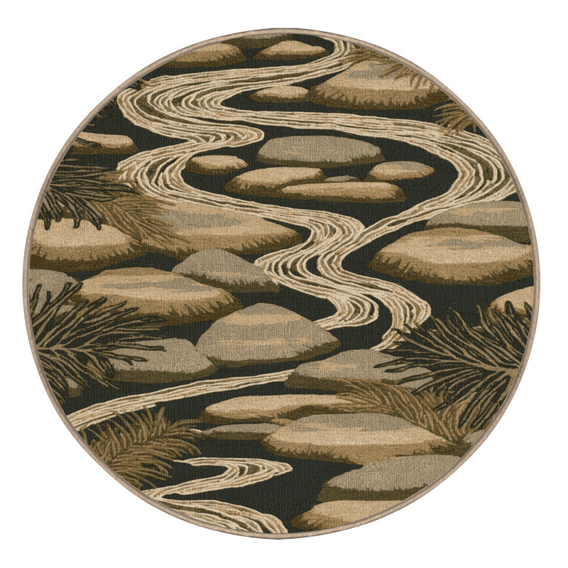 Tapis brun lavable à la machine, Rond 4 pi