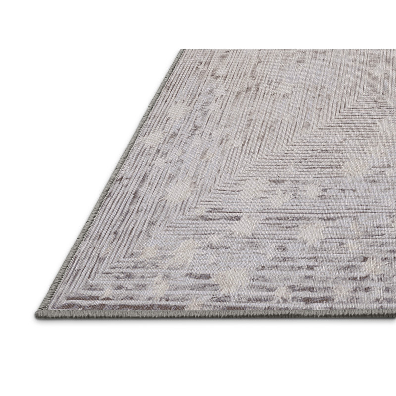 Machine Washable Gray Area Rug, Rectangle 5' x 8'