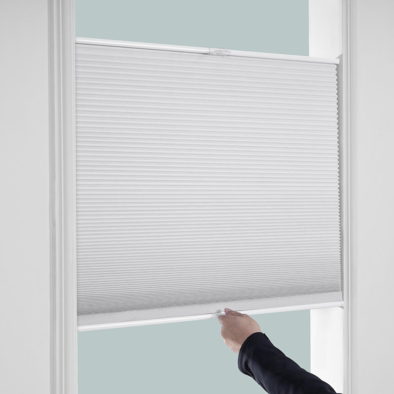 No Drill Top Down Bottom Up Cellular Shades Blackout No Tools Easy Install Living Room White, 30"W x 72"L