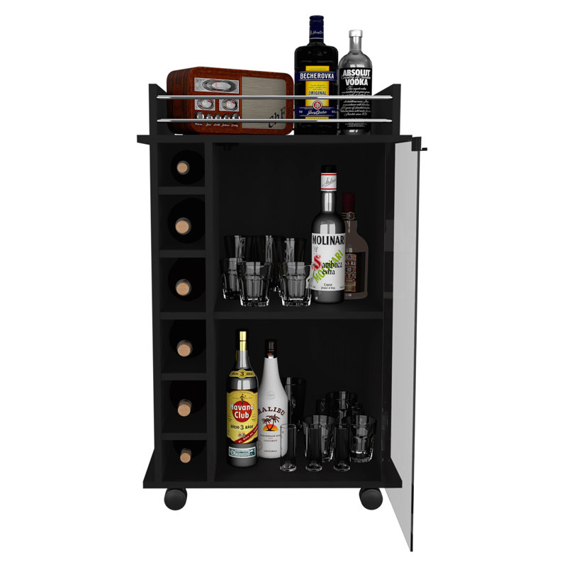 Albaladejo Wood Bar Cart, Black