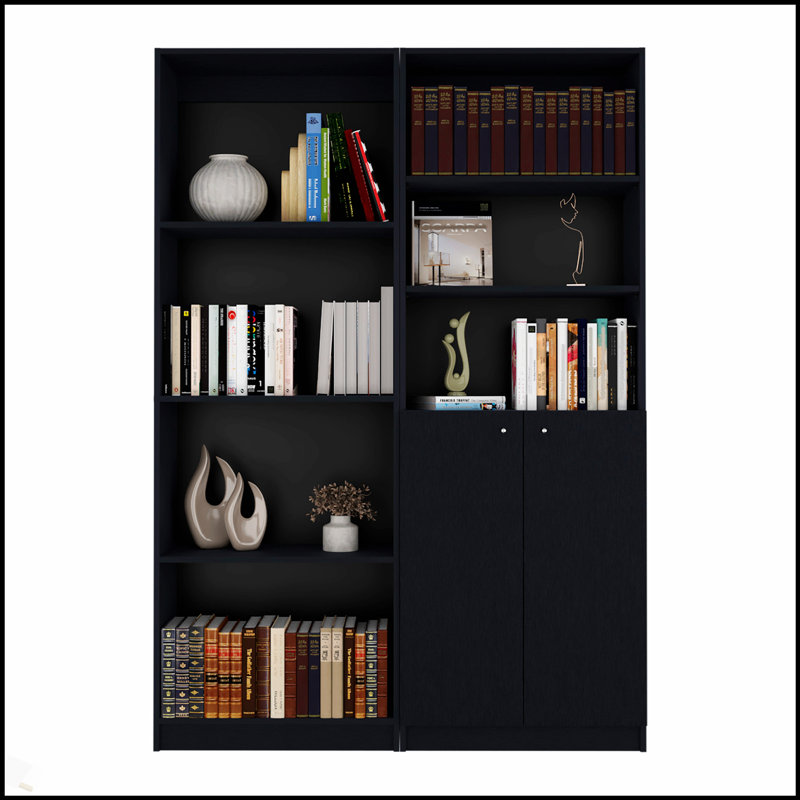 Helena Black 2 Piece Living Room Set With 2 Bookcases, Stylish And Functional For Modern Home Organization