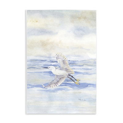 «Flying Heron Over Water», art mural sur bois par Audrey Jeanne Roberts