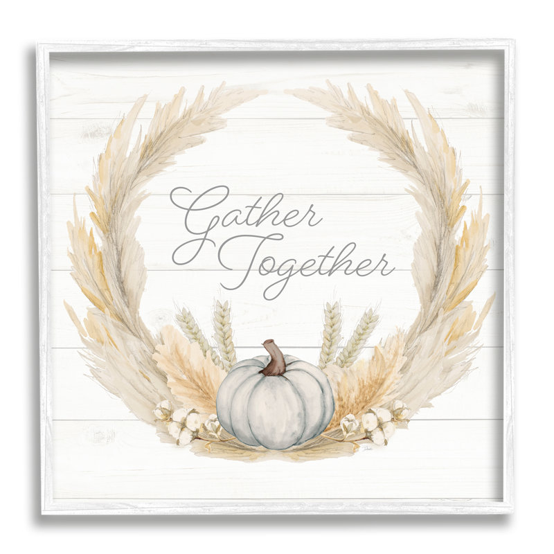 Gather Together Family Sentiment, H 17 po x l 17 po x P 1,5 po, Giclée encadrée blanc bord de mer