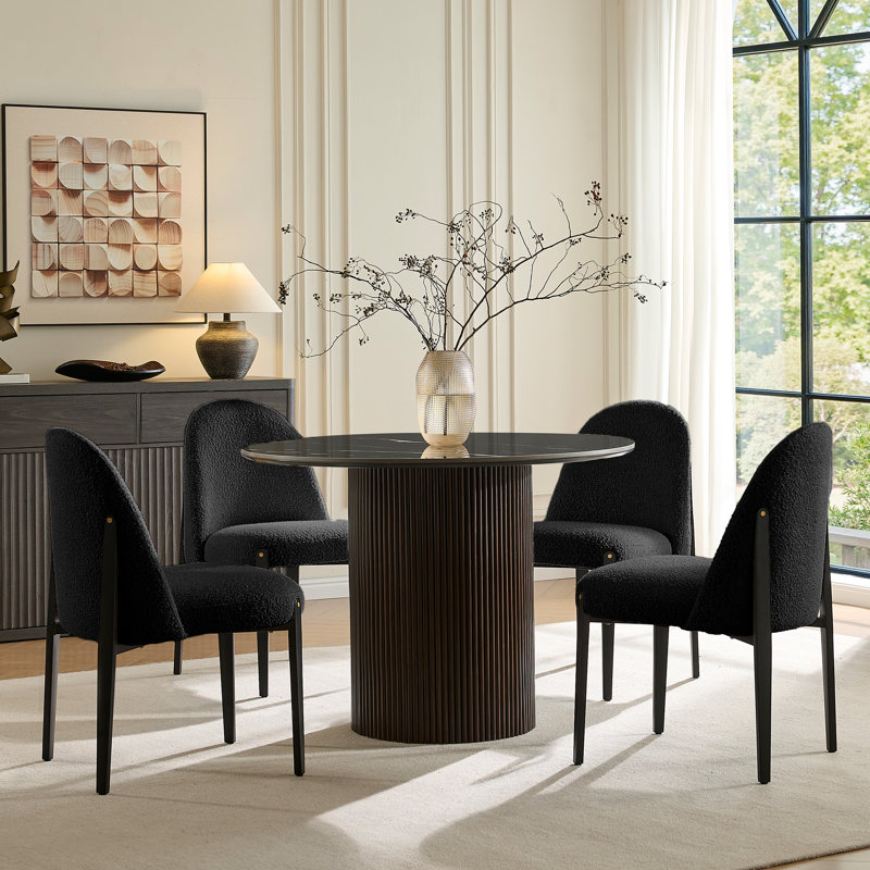 Ensemble de salle à manger 5 pièces, Noir, Noir, 5 pièces: table, 4 chaises