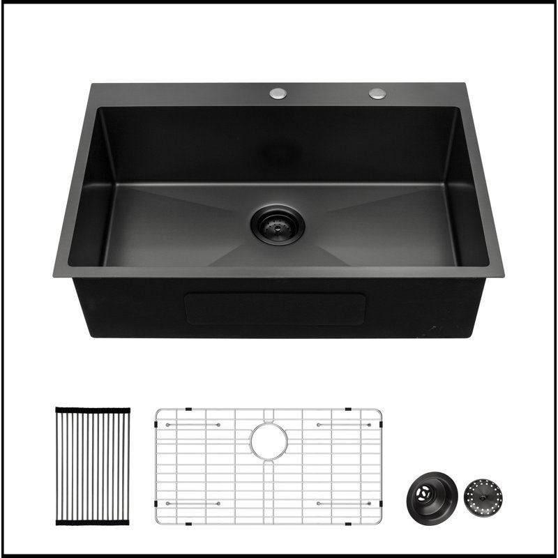 Évier de cuisine encastré 28 po x 22 po à cuve unique en acier inoxydable de calibre 16 profond