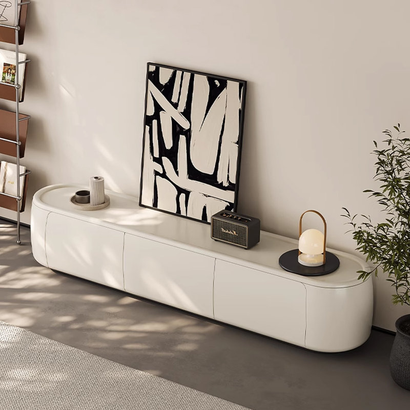 Meuble télé simple en bois massif de style crème, H 14,56 po x L 78,74 po x l 15,74 po