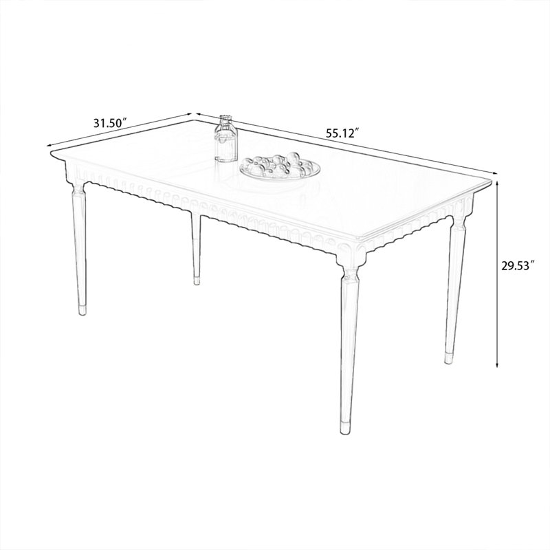 Black Rectangular Solid Wood Dining Table, 29.53"H x 55.12"L x 31.5"W