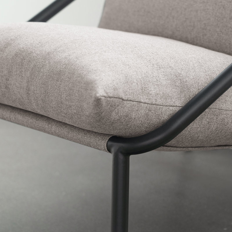 Ayatt Modern Metal Frame Sling Accent Armchair, Oatmeal 100% Polyester