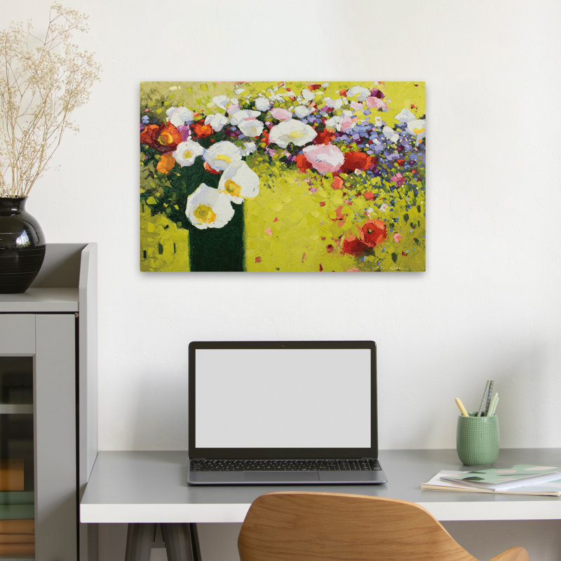 Fleurs abstraites - Coquelicots en pleine nature, H 16 po x l 24 po