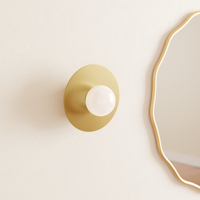 Allegra Steel Flush Mounted Sconce, Burnished Brass
