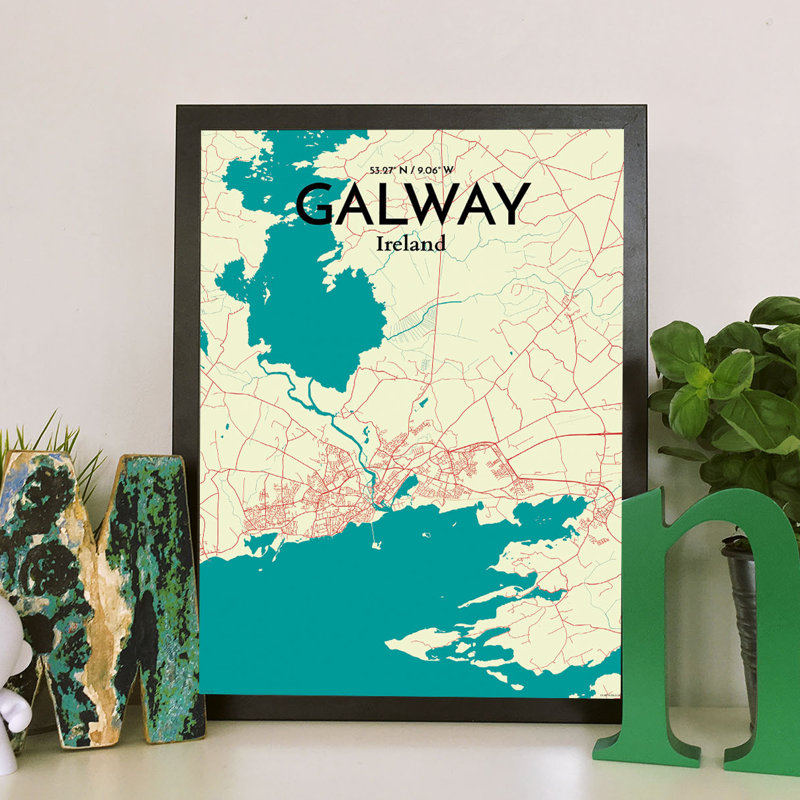 Galway City Map - No Frame Print, 61cm H x 45.7cm W x 0.13cm D