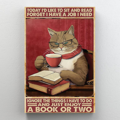 «Cat And Just Enjoy A Book Or Two», impression sur toile