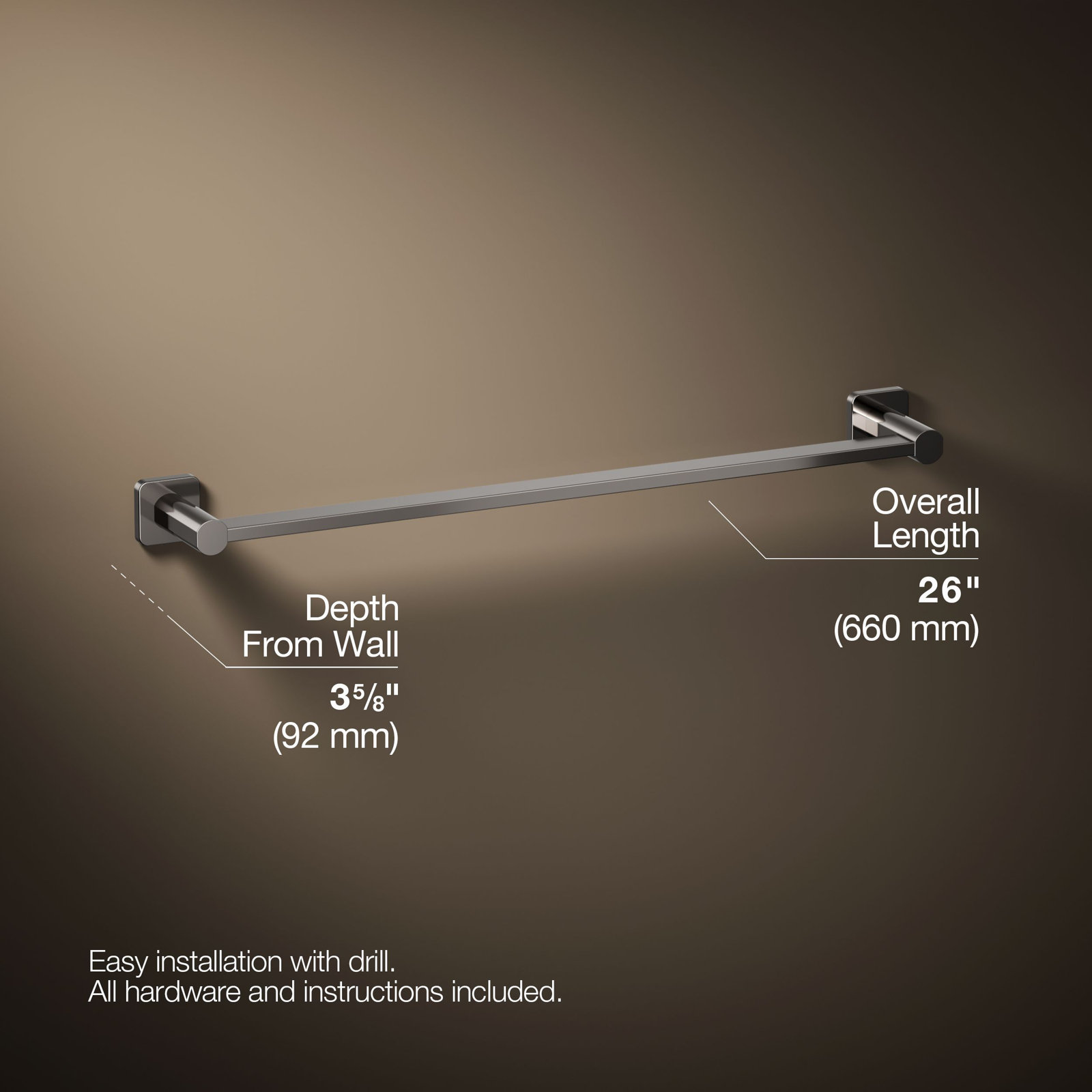 Parallel Towel Bar, Gray, 24"W