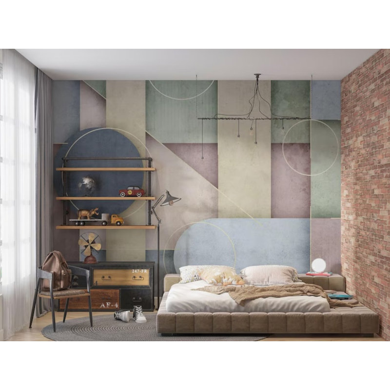 Murale moderne cercle pastel moderne, L 108 po x l 96 po