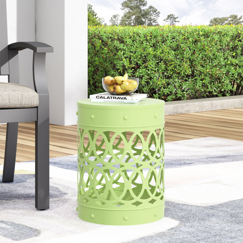 Table de bout d'extérieur en métal - Grand, 18" H x 13.75" W x 13.75" D, Green