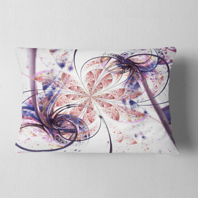 Motif de fleur fractale bleue et rose - coussin imprimé abstrait
