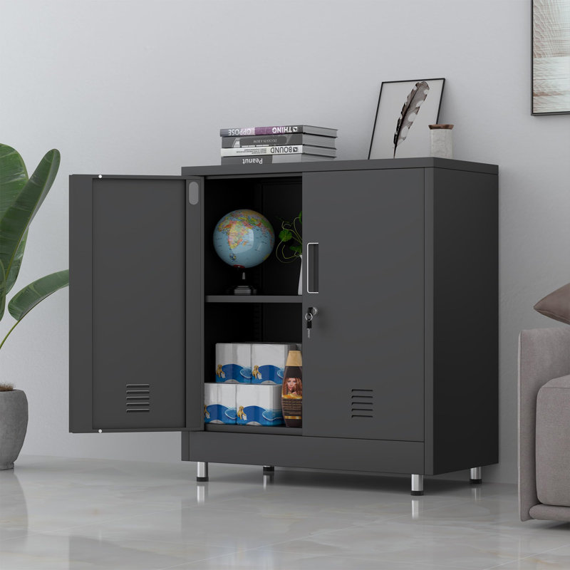 2 -Door Storage Cabinet, Black