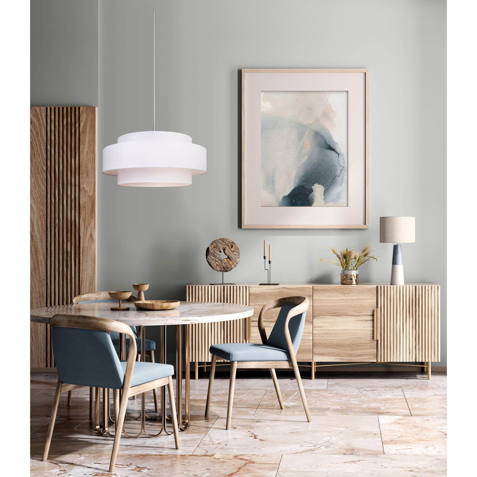 Eline 3 - Light Metal Dimmable Drum Chandelier