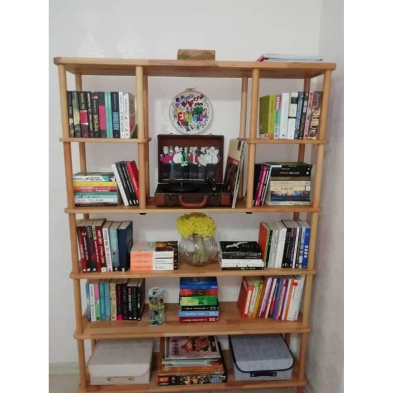 Brooklyn Tall Bookcase, Solid Beech Wood Open Shelf Bookshelf for Living Room and Home Office