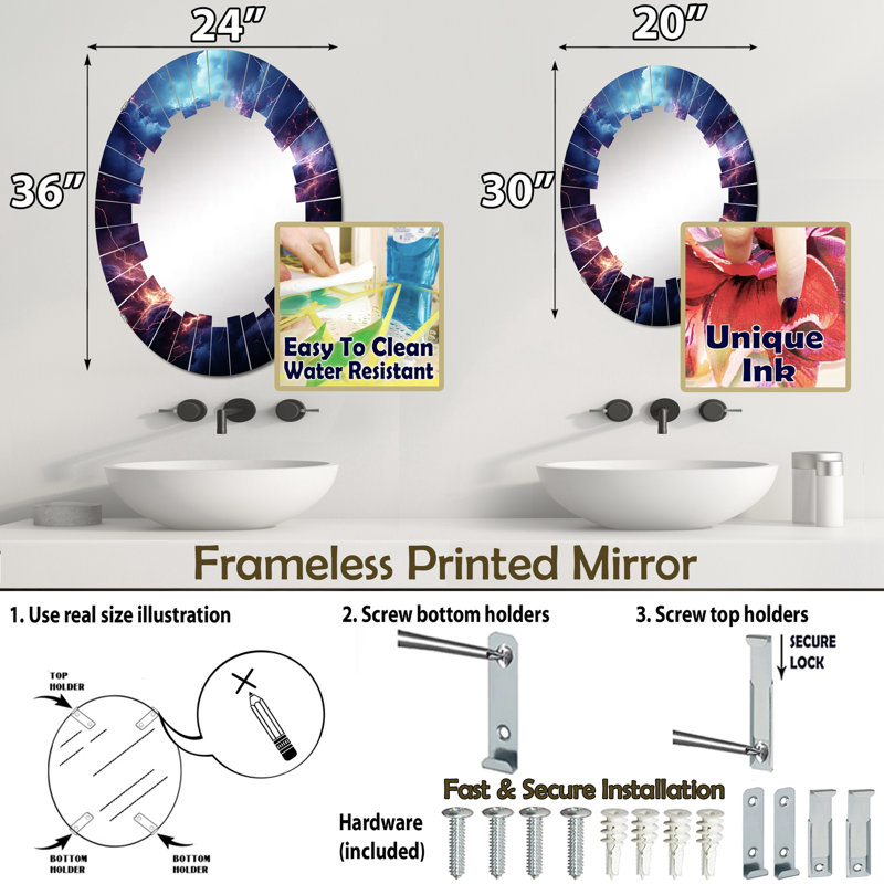 Craigmere - Miroir mural paysager ovale, 36 po x 24 po