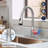 Kitchen Faucet With Pull Down Sprayer And 4 Spraying Modes  Commercial 1 Or 3 Hole Kitchen Faucets With Locking Buckle