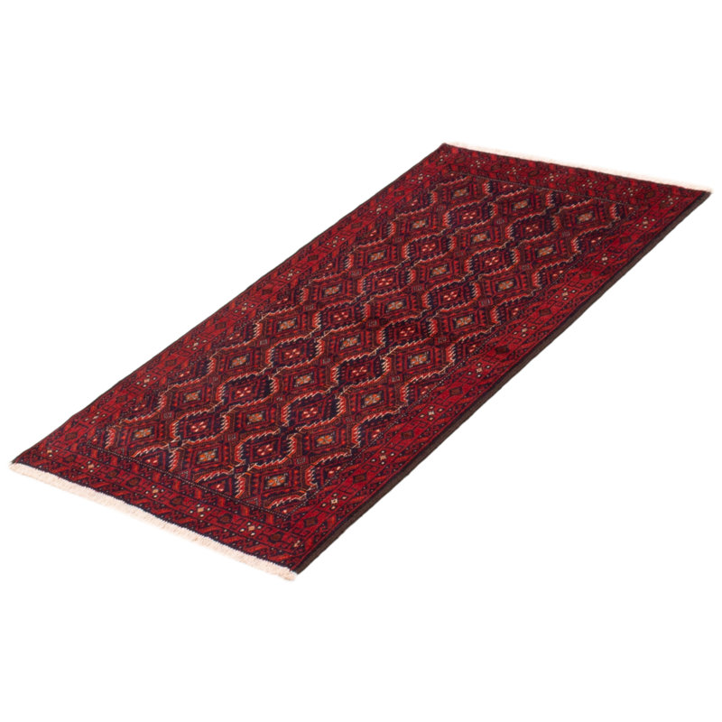 Tapis unique rouge de style années 1990 de 2 pi 11 po x 5 pi 4 po