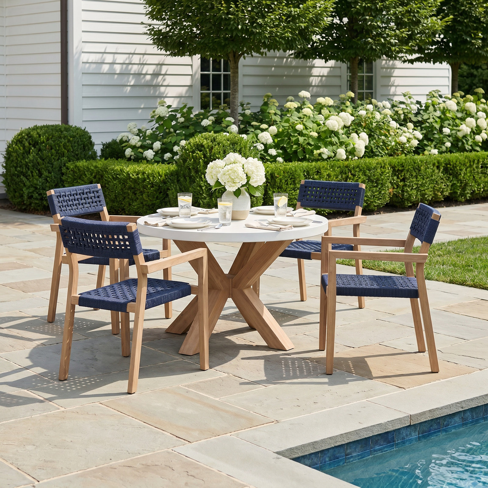 Fleur 48" Eucalyptus Patio Dining Set
