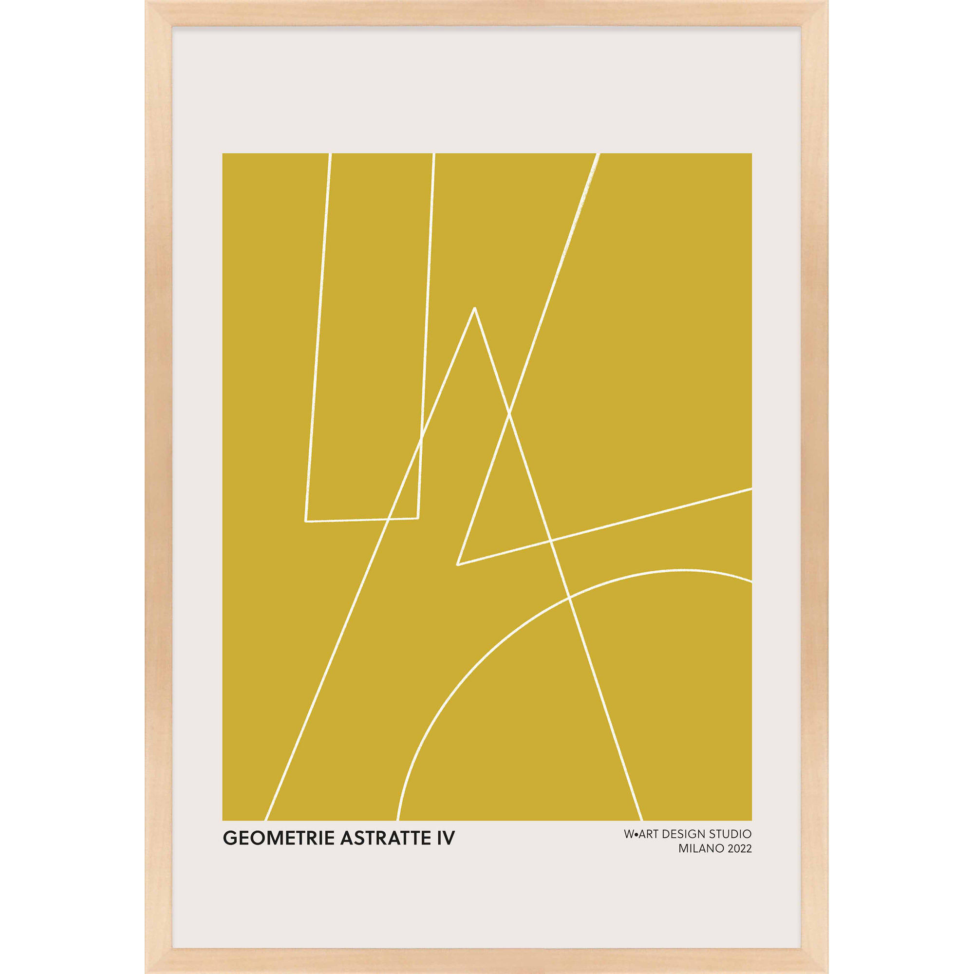 Geometric Abstraction In Yellow by Romina Gadler, Maple, 20" H x 14" W x 1.25" D