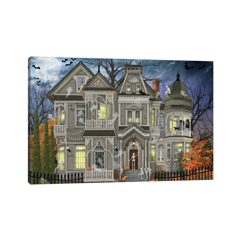 "Halloween House" par Bigelow, reproduction d'art sur toile tendue, H 26 po x l 40 po x 1,5 po
