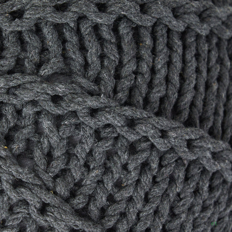 Pouf tricoté, sac de pois, Dark Grey Cotton