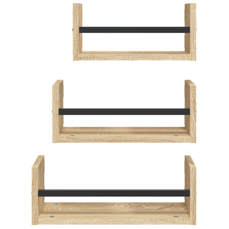 Adreina 3 Piece Floating Shelf, Sonoma Oak