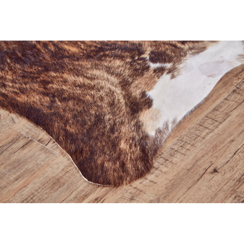 Abernethy Cowhide Animal Print Indoor Rug, 18" x 18"