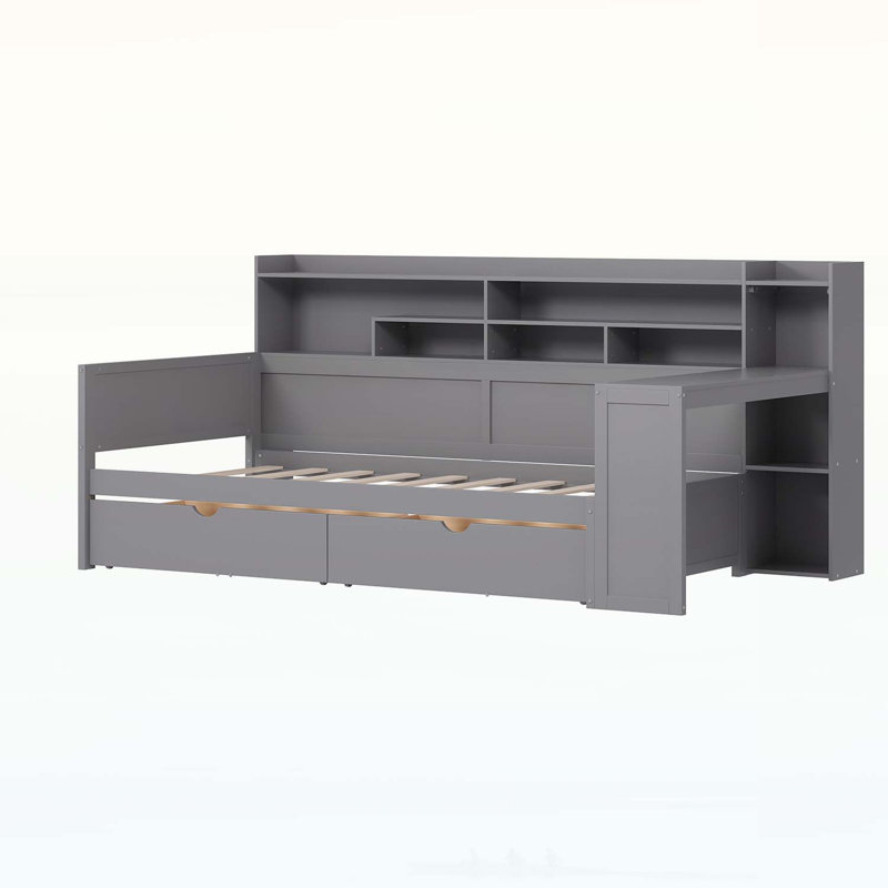Versatile Daybed with Smart Storage and Relaxing Desk for All, Twin