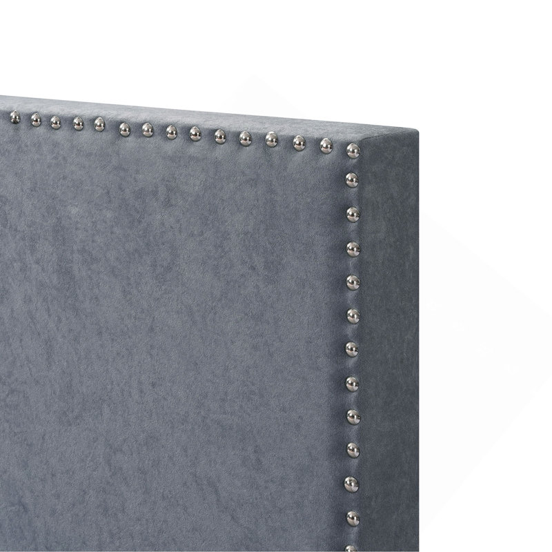 Linen Upholstered Platform Bed, Gray, Full
