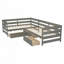 Lit plateforme simple en forme de L avec trois tiroirs de rangement-2124934610