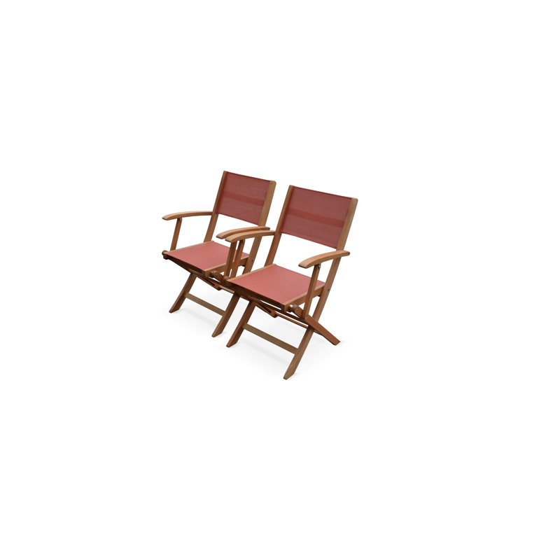 Avabelle Folding Patio Dining Armchair with Cushion, Terracota