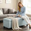 Banc de rangement 48,41 pouces, bleu, mousse haute densité et banc de charge 300 lb en bois massif, mousse