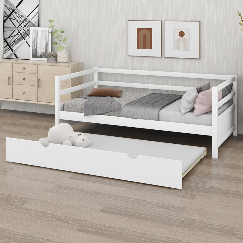 Lit de jour avec structure de couchette intégrée pour un espace de couchage supplémentaire, Blanc