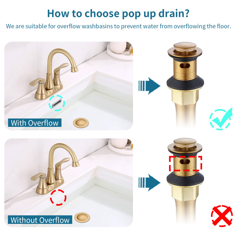 Brushed Gold Bathroom Sink Pop-Up Drain Assembly