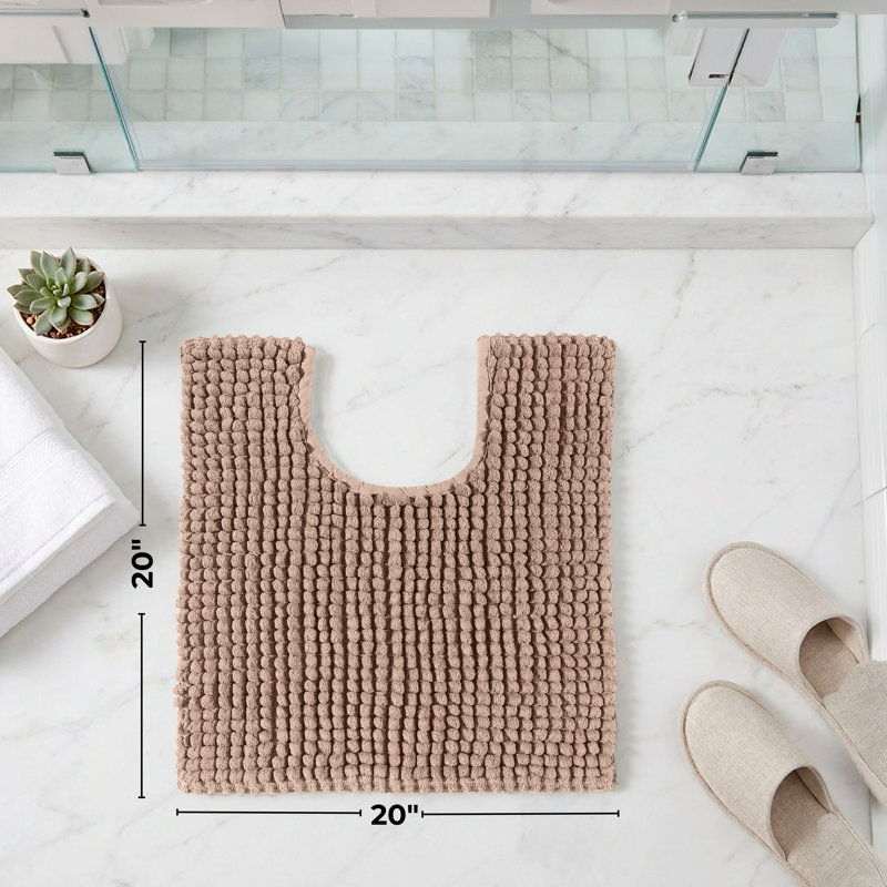 Tapis de salle de bain en moelleux moelleux en U avec envers antidérapant et tapis de salle de bain absorbant 20 po x 20 po Better Beige