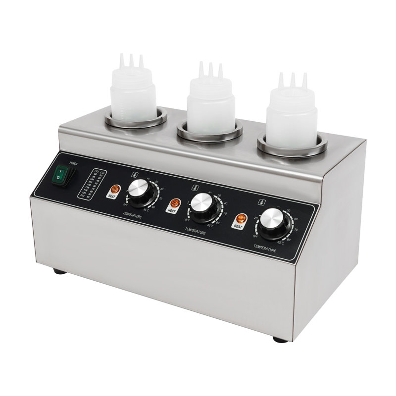 Réchaud électrique à sauces pour distributeur de fromage électrique avec 3 bouteilles