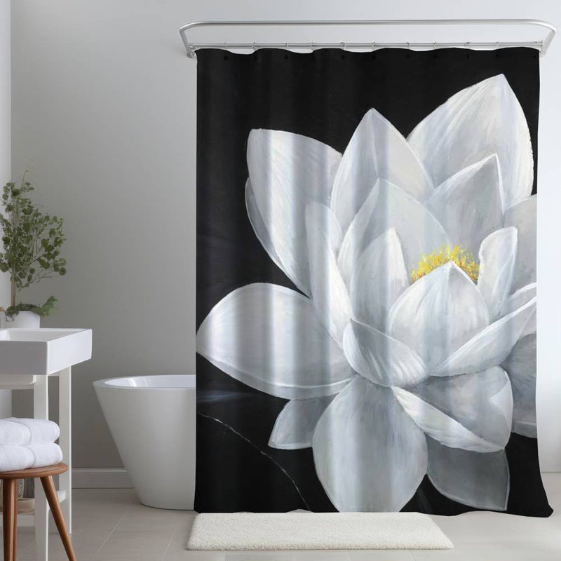 Floral – Polyester Shower Curtain, Dye Sublimation Print, 71" W × 74" L